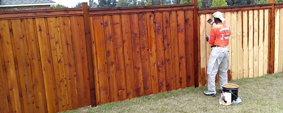 wood fence installation and stain