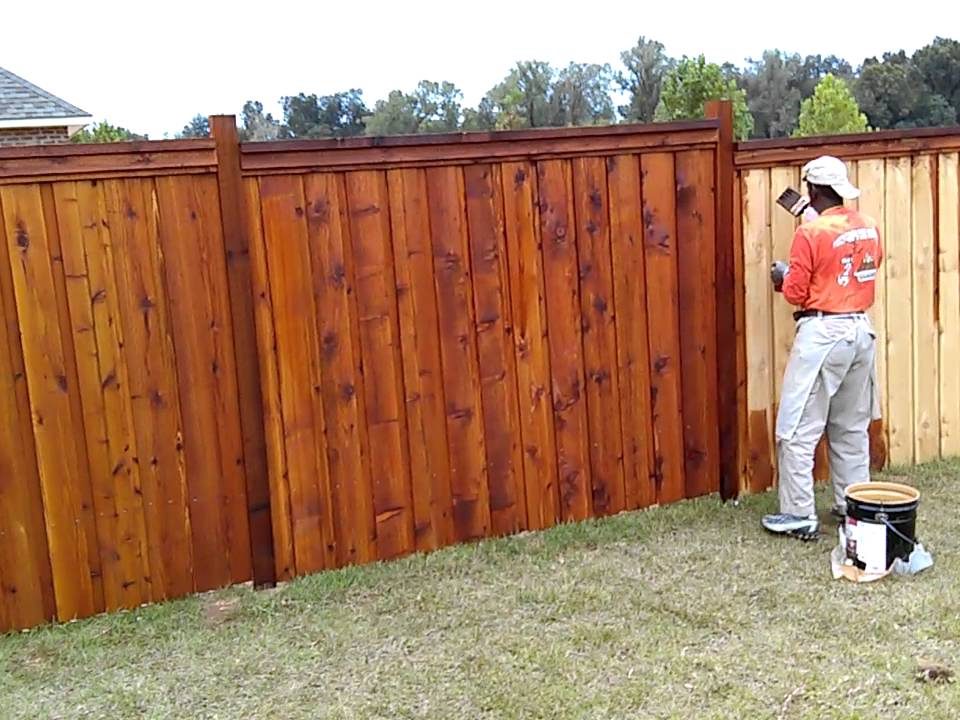 wood fence installation and stain